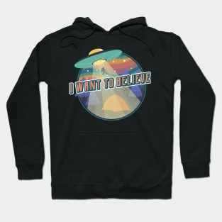 Retro I Want to Believe - UFO, Alien, and Bigfoot Hoodie